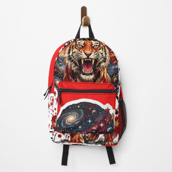 Item preview, Cosmic Tiger Warrior - Japanese Galaxy Tiger with Autumn Leaves & Kanji Art designed and sold by SupernovaNote.
