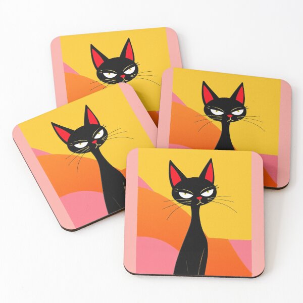 Item preview, Black Cat in a Retro Illustrative Style designed and sold by hinomaru.