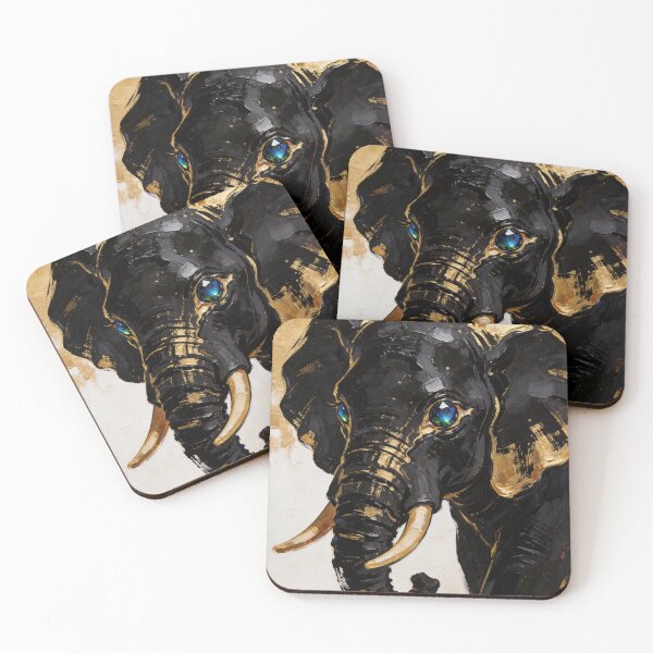 Item preview, Sapphire Obsidiana — Luxury Black and Gold Elephant designed and sold by IsabellaBorduasArt.