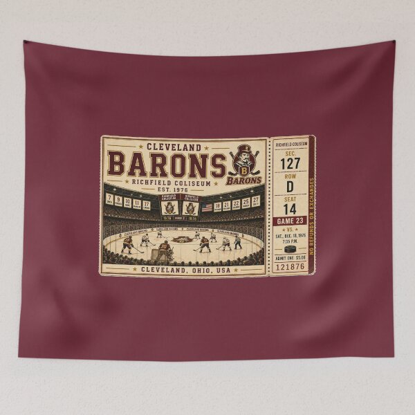 Item preview, Cleveland Barons Vintage Hockey Ticket,  Richfield Coliseum Retro NHL Art, Classic Hockey Nostalgia designed and sold by GhostDawgs.