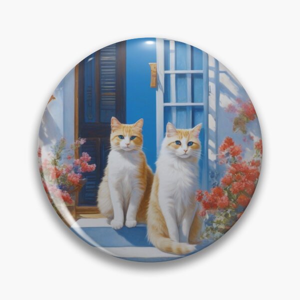 Artikelvorschau, Santorini Blaue Hauskatzen auf sonniger griechischer Inselterrasse entworfen und verkauft von UmSkelig834.