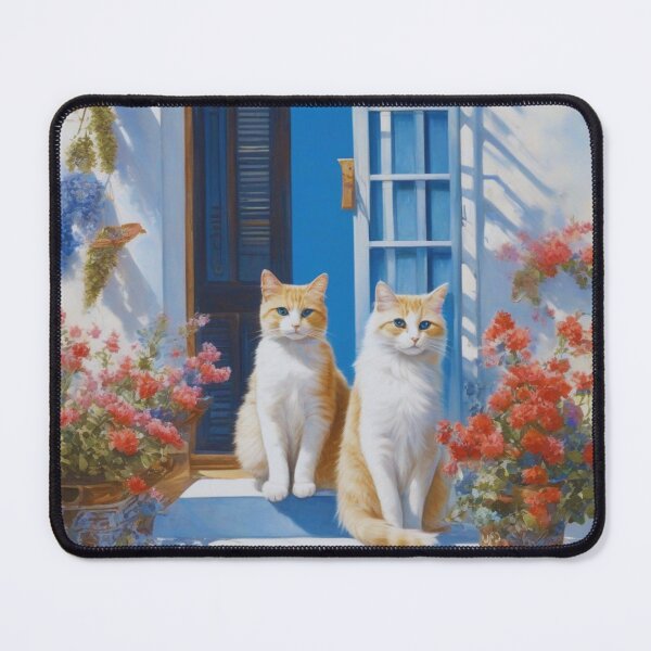 Artikelvorschau, Santorini Blaue Hauskatzen auf sonniger griechischer Inselterrasse entworfen und verkauft von UmSkelig834.