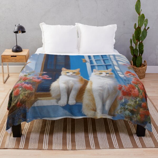 Artikelvorschau, Santorini Blaue Hauskatzen auf sonniger griechischer Inselterrasse entworfen und verkauft von UmSkelig834.
