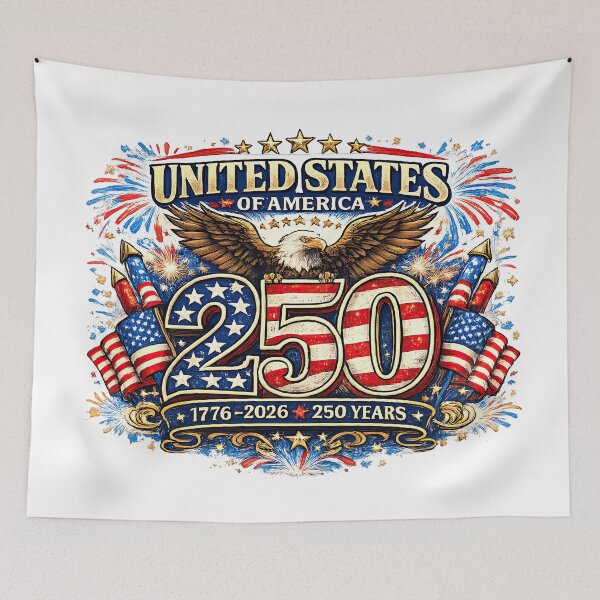 Item preview, 250th Anniversary USA 2026 - Eagle with Flags & Fireworks | Red White Blue Patriotic Design designed and sold by Good Candy.