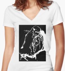 Black and White Abstract Women's Fitted V-Neck T-Shirt