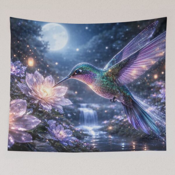 Item preview, Magical Hummingbird in Enchanted Night Garden designed and sold by Pioneer Spirit Market.