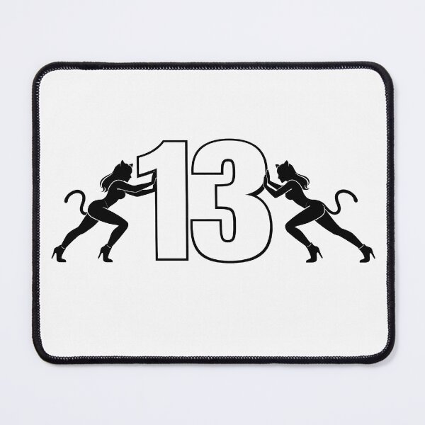 Item preview, number 13 striking ,pushed by two black cat women ,black and white designed and sold by wallartofmio.