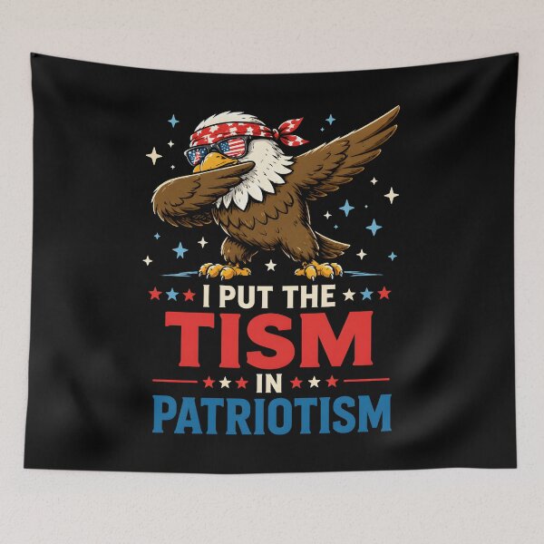 Item preview, I Put The Tism in Patriotism Funny USA Flag designed and sold by Marblaes00.