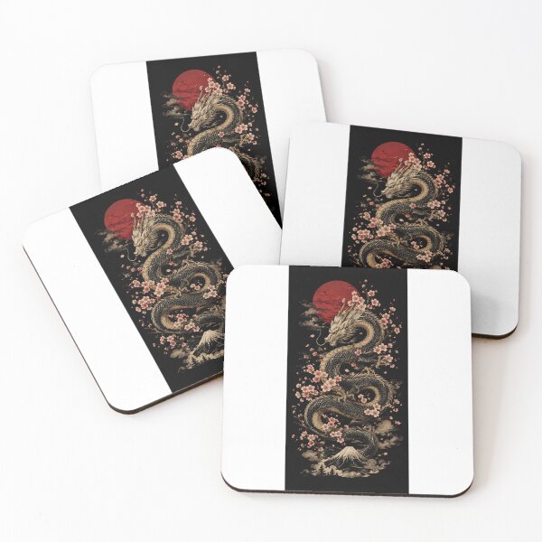 Item preview, Chinese style dragon with blood red moon and flowers  designed and sold by carlsmart1.