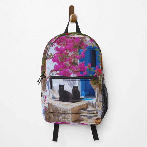 Item preview, Santorini Black Cats under Bougainvillea designed and sold by UmSkelig834.