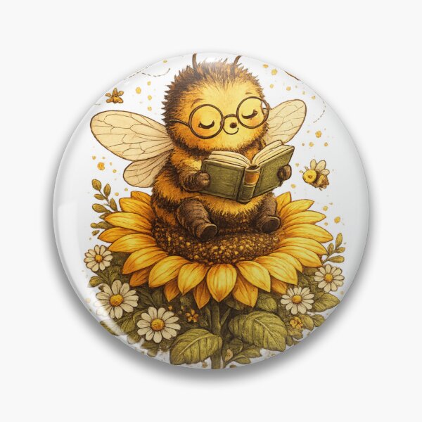 Item preview, Cute Bookworm Bee on Sunflower | Vintage Reading Lover Design designed and sold by AMIR PRO .