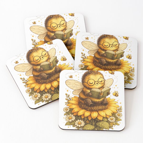 Item preview, Cute Bookworm Bee on Sunflower | Vintage Reading Lover Design designed and sold by AMIR PRO .