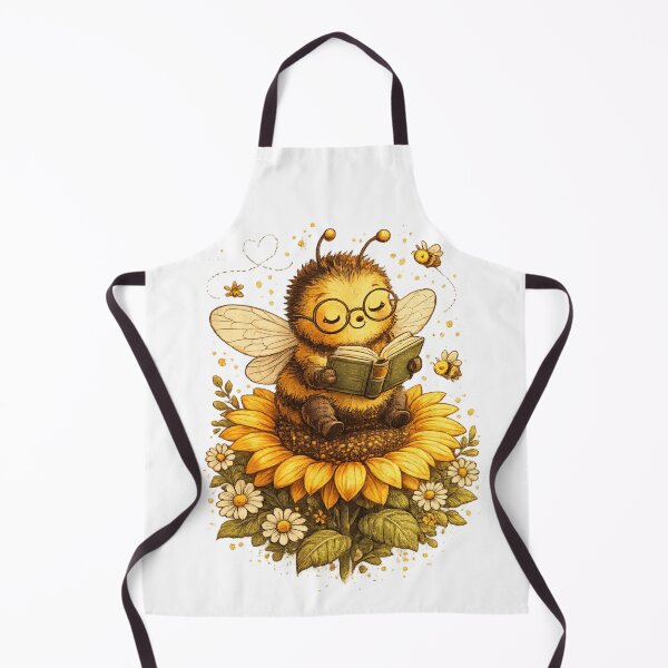 Item preview, Cute Bookworm Bee on Sunflower | Vintage Reading Lover Design designed and sold by AMIR PRO .