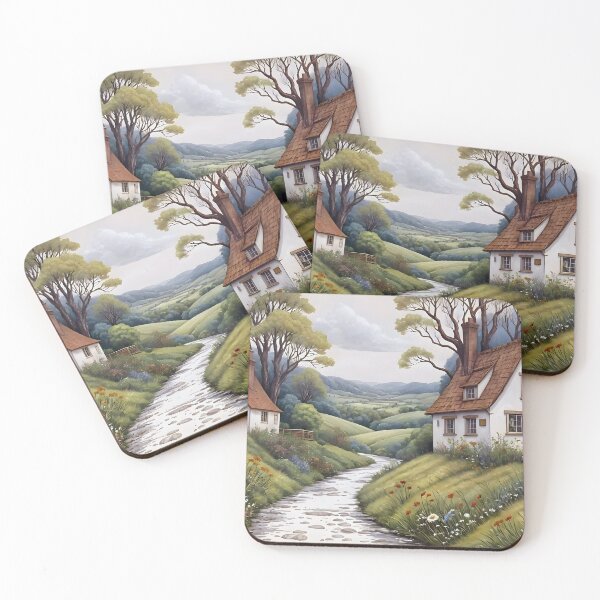 Item preview, Charming Cottage by a Country Lane | English Countryside Landscape | Cottagecore Cottage | Peaceful Rural Scene designed and sold by Patricia Johnston.