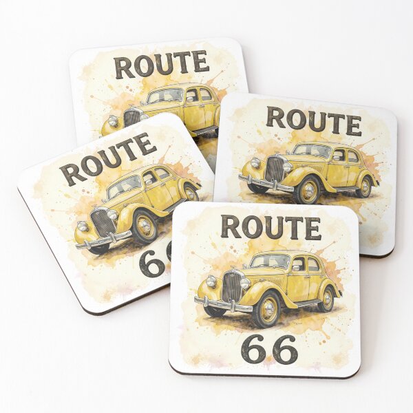 Item preview, Route 66 Vintage Classic Car sticker| Retro American Road Trip Watercolor Design designed and sold by DigiArt8Design.