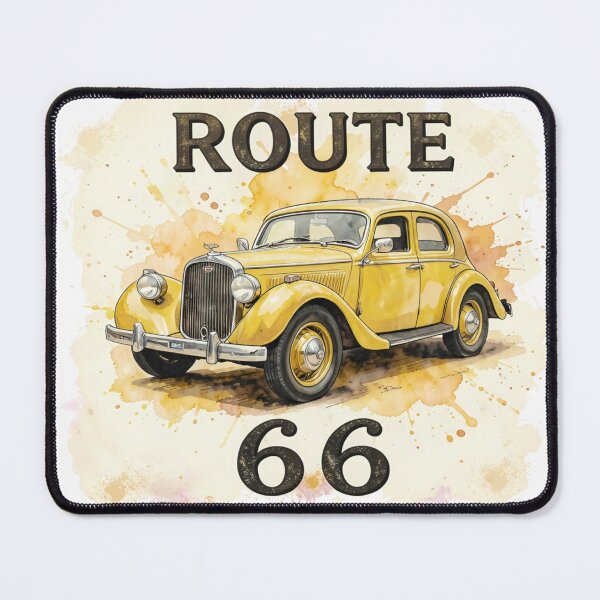 Item preview, Route 66 Vintage Classic Car sticker| Retro American Road Trip Watercolor Design designed and sold by DigiArt8Design.
