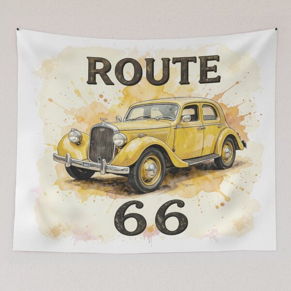 Item preview, Route 66 Vintage Classic Car sticker| Retro American Road Trip Watercolor Design designed and sold by DigiArt8Design.