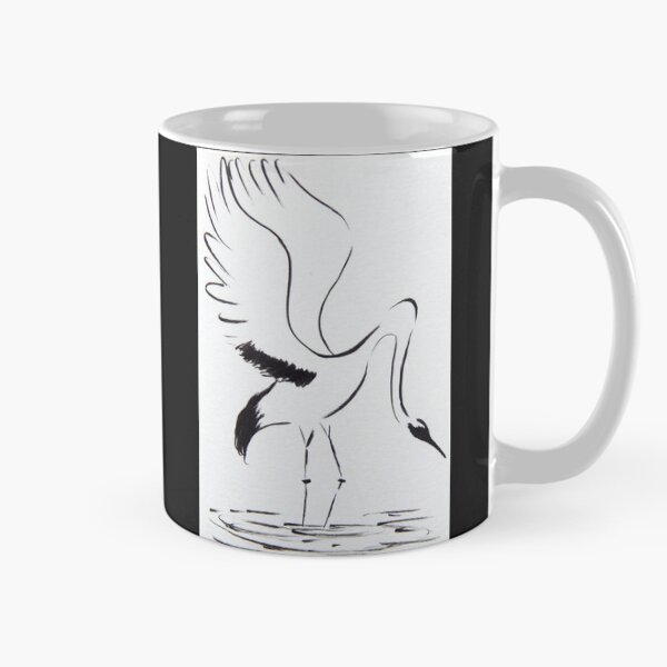 Item preview, Minimalist Crane with Bowed Head | Black and White Art designed and sold by AngelaMarieArt.