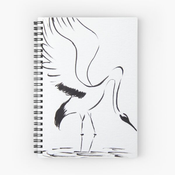 Item preview, Minimalist Crane with Bowed Head | Black and White Art designed and sold by AngelaMarieArt.