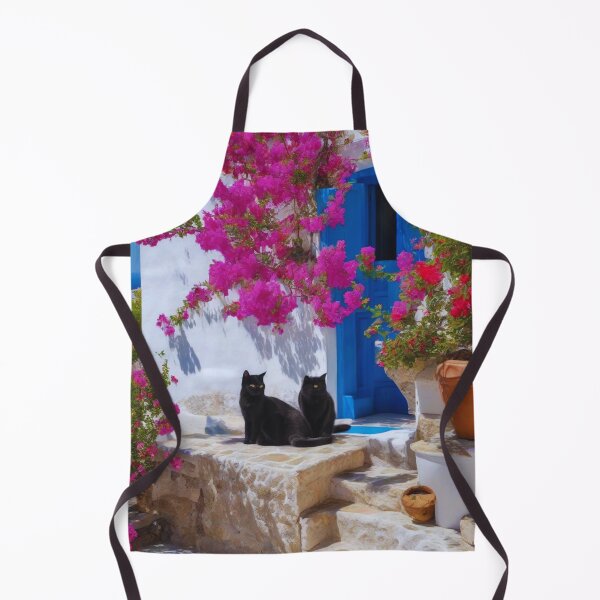 Item preview, Santorini Black Cats under Bougainvillea designed and sold by UmSkelig834.
