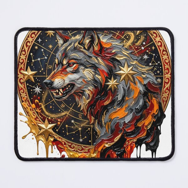 Item preview, Celestial Zodiac Wolf - Gold Drip Astrology Art with Constellation Map designed and sold by SupernovaNote.