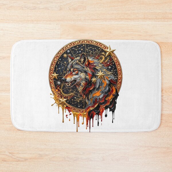 Item preview, Celestial Zodiac Wolf - Gold Drip Astrology Art with Constellation Map designed and sold by SupernovaNote.