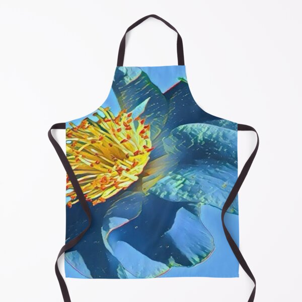 Item preview, Moody Electric Blue and Gold Camellia Flower Digital Painting designed and sold by BalkanBloom.