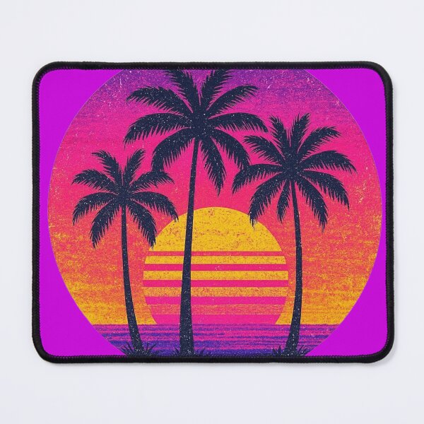 Item preview, 1980s Retro Neon Sunset - Vintage Palm Trees Circle designed and sold by Novalovestudio.