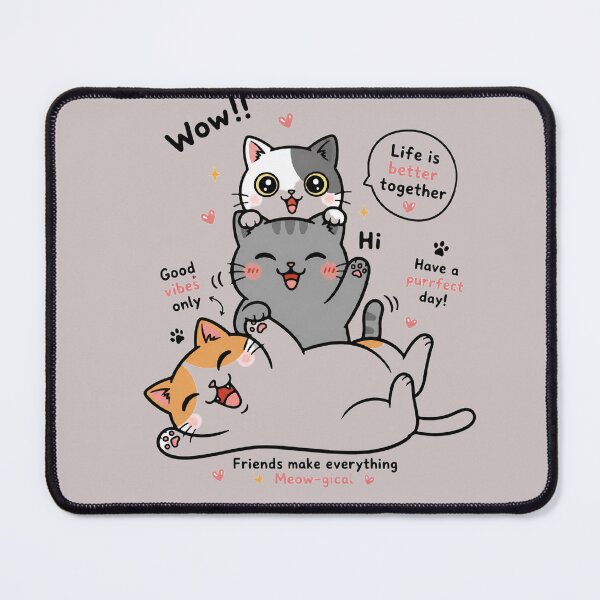 Item preview, Friends Make Everything Meow-gical – Cute Kawaii Cat Trio T-Shirt designed and sold by aminomen.