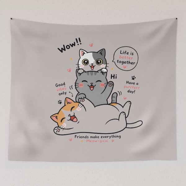 Item preview, Friends Make Everything Meow-gical – Cute Kawaii Cat Trio T-Shirt designed and sold by aminomen.