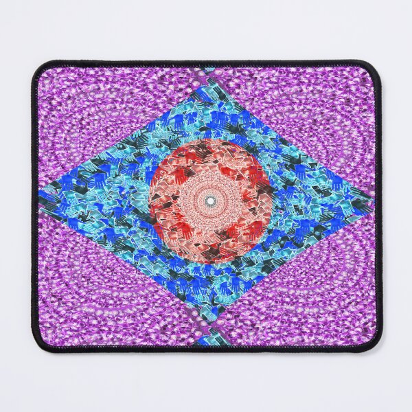 Item preview, Brazil of Palms: Purple and Blue Hands Mandala with Red Vortex Print designed and sold by MAMA LXXVIII: Art by Marsailhe Milward.