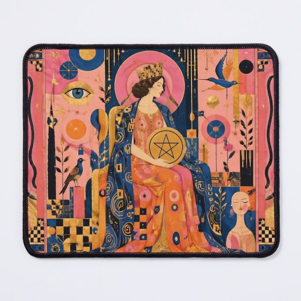 Item preview, Queen of Pentacles - Surrealist Rose and Gold Tarot Art | Goddess of Abundance designed and sold by Natalia-Vlad.