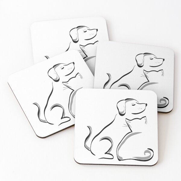 Item preview, Minimalist Line Art Dog and Cat Friendship designed and sold by Iknowthat.
