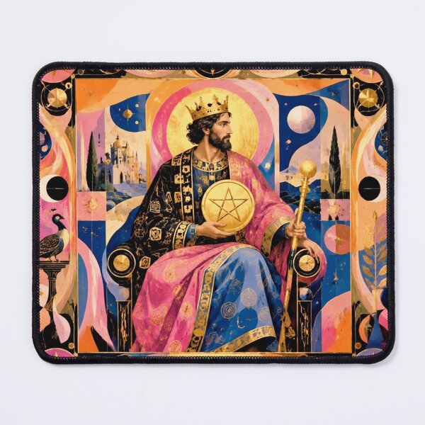 Item preview, King of Pentacles - Surrealist Rose and Gold Tarot Art | Master of Abundance designed and sold by Natalia-Vlad.