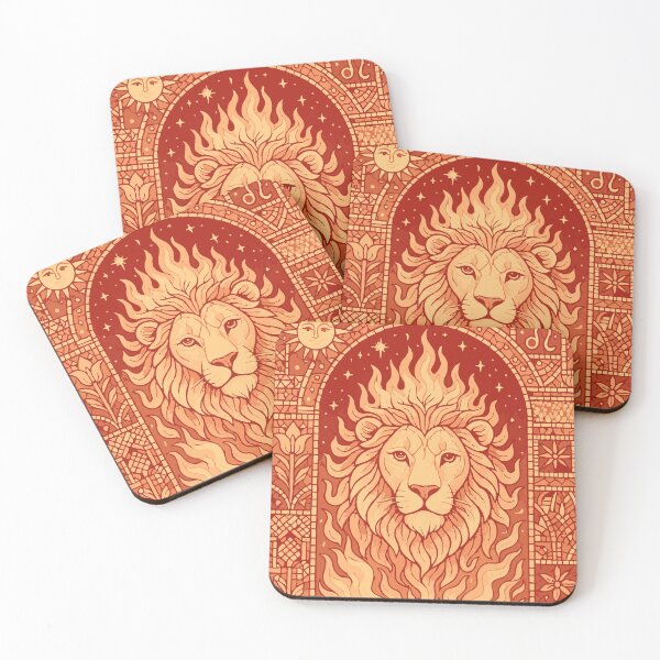 Item preview, Leo Zodiac Mosaic Lion on Fire designed and sold by Benszi.