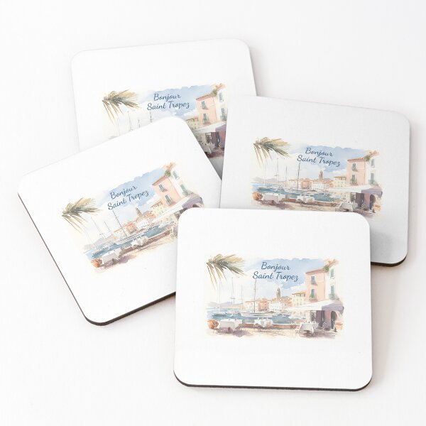 Item preview, Bonjour Saint Tropez Watercolor Mediterranean Summer designed and sold by Ramona-Gliga.