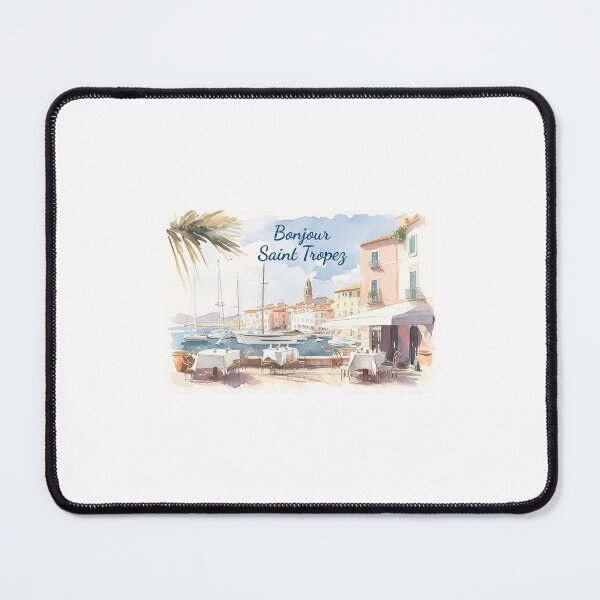 Item preview, Bonjour Saint Tropez Watercolor Mediterranean Summer designed and sold by Ramona-Gliga.