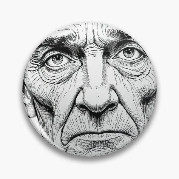 Item preview, Wisdom Etched in Time – Emotional Elderly Portrait Fine Line Art Illustration designed and sold by PixPixari.