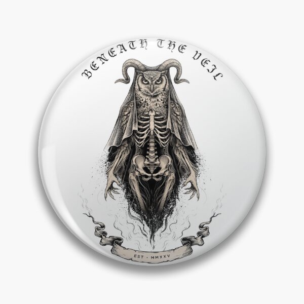 Item preview, Dark Fantasy Skeletal Owl Art | Gothic Ram Horn Owl Illustration designed and sold by Midnight Veil Designs.
