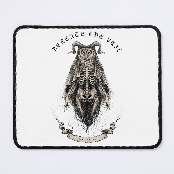 Item preview, Dark Fantasy Skeletal Owl Art | Gothic Ram Horn Owl Illustration designed and sold by Midnight Veil Designs.