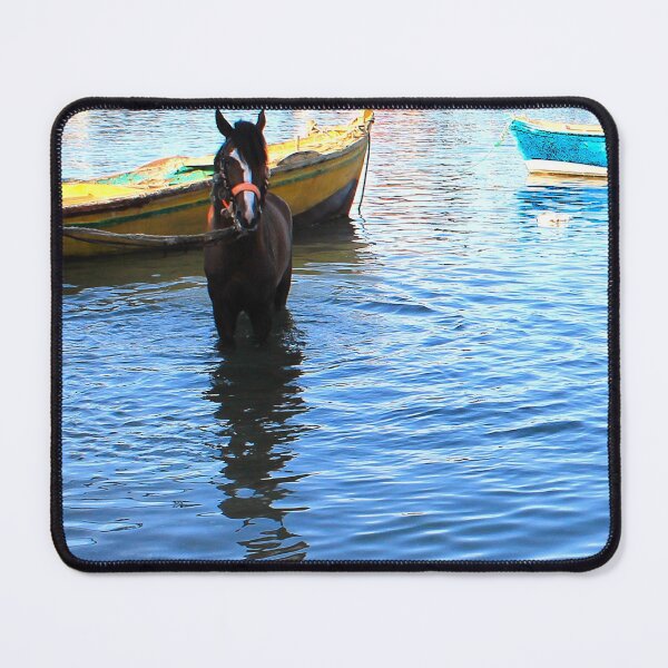 Item preview, Red horse and sea water with fishing boat designed and sold by sadeek1021953Ss.