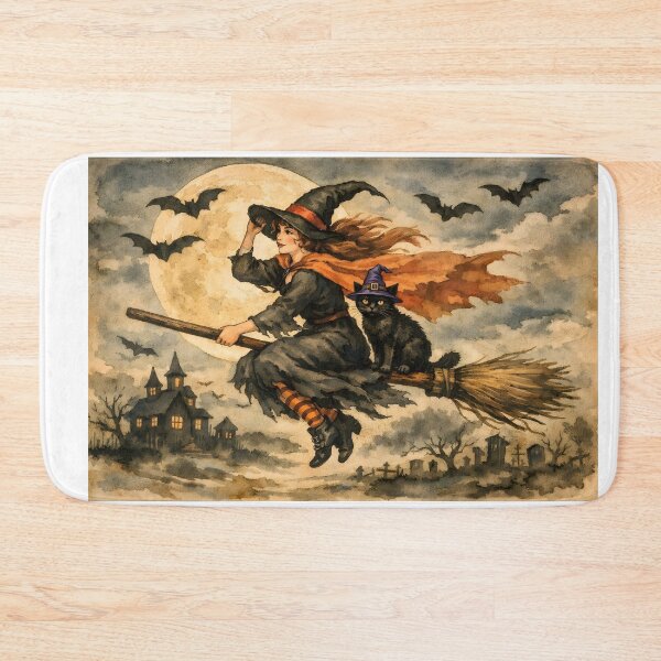 Item preview, Watercolor Halloween Witch with Black Cat  designed and sold by silviaol.