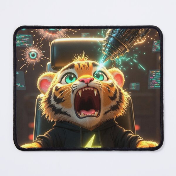 Item preview, Funny Dentist Fear Tiger Poster Gift Tech Humor Dental Anxiety Art NeoTigLuna designed and sold by NeoTigLuna.