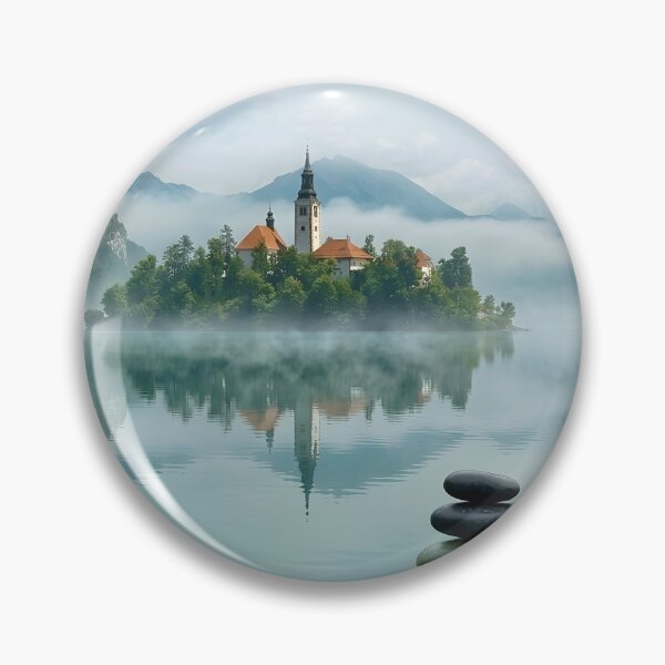 Item preview, Serene Lake Castle with Balanced Zen Stones and Lotus⁠ designed and sold by Quiet Frames Studio.
