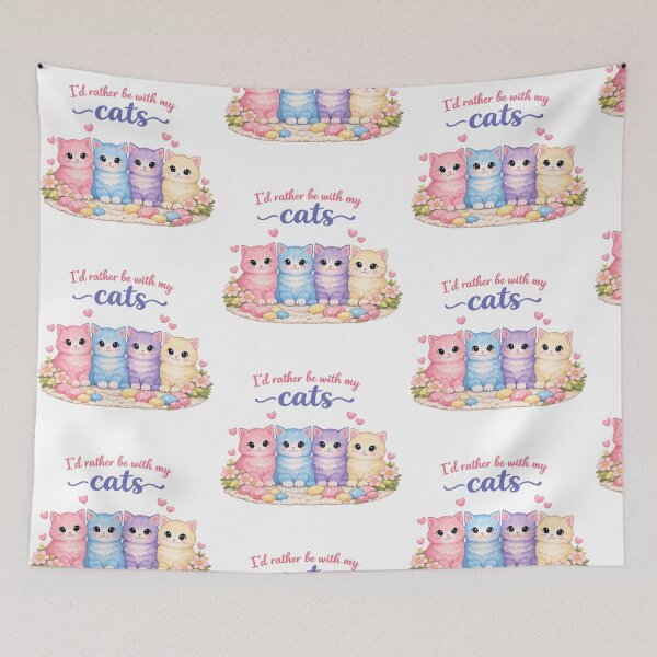 Item preview, Pastel I'd Rather Be With My Cats ❤ designed and sold by hearthearts.