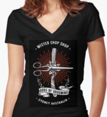 Chop Shop Gods of Grooming Red Women's Fitted V-Neck T-Shirt