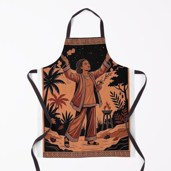 Item preview, RITUAL UNDER THE STARS ANCIENT GREEK POTTERY STYLE MYSTIC WOMAN designed and sold by Curiosiart.