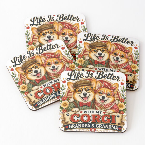 Item preview, Life Is Better With My Corgi Grandpa & Grandma Vintage Floral Dog Lover Gift designed and sold by PinkAmazon.