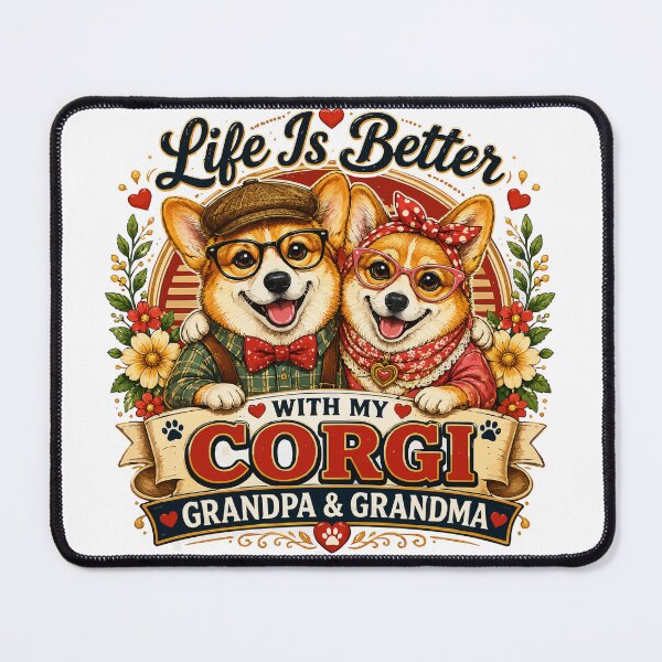 Item preview, Life Is Better With My Corgi Grandpa & Grandma Vintage Floral Dog Lover Gift designed and sold by PinkAmazon.
