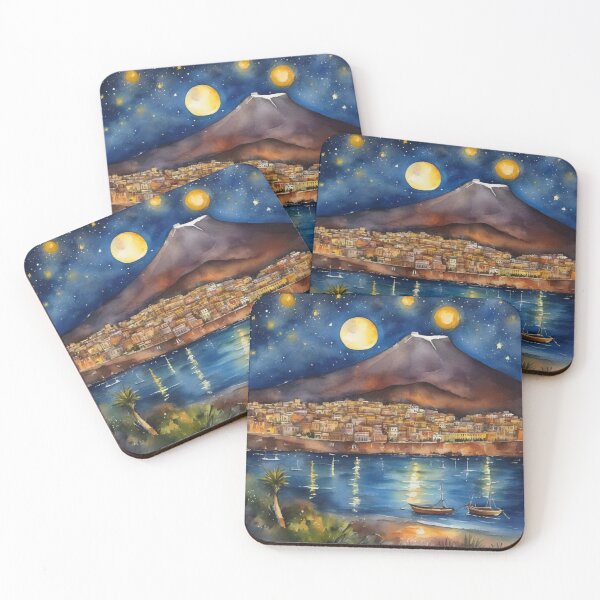 Item preview, Starry Night over Mount Etna Sicily Watercolor Painting designed and sold by UmSkelig834.